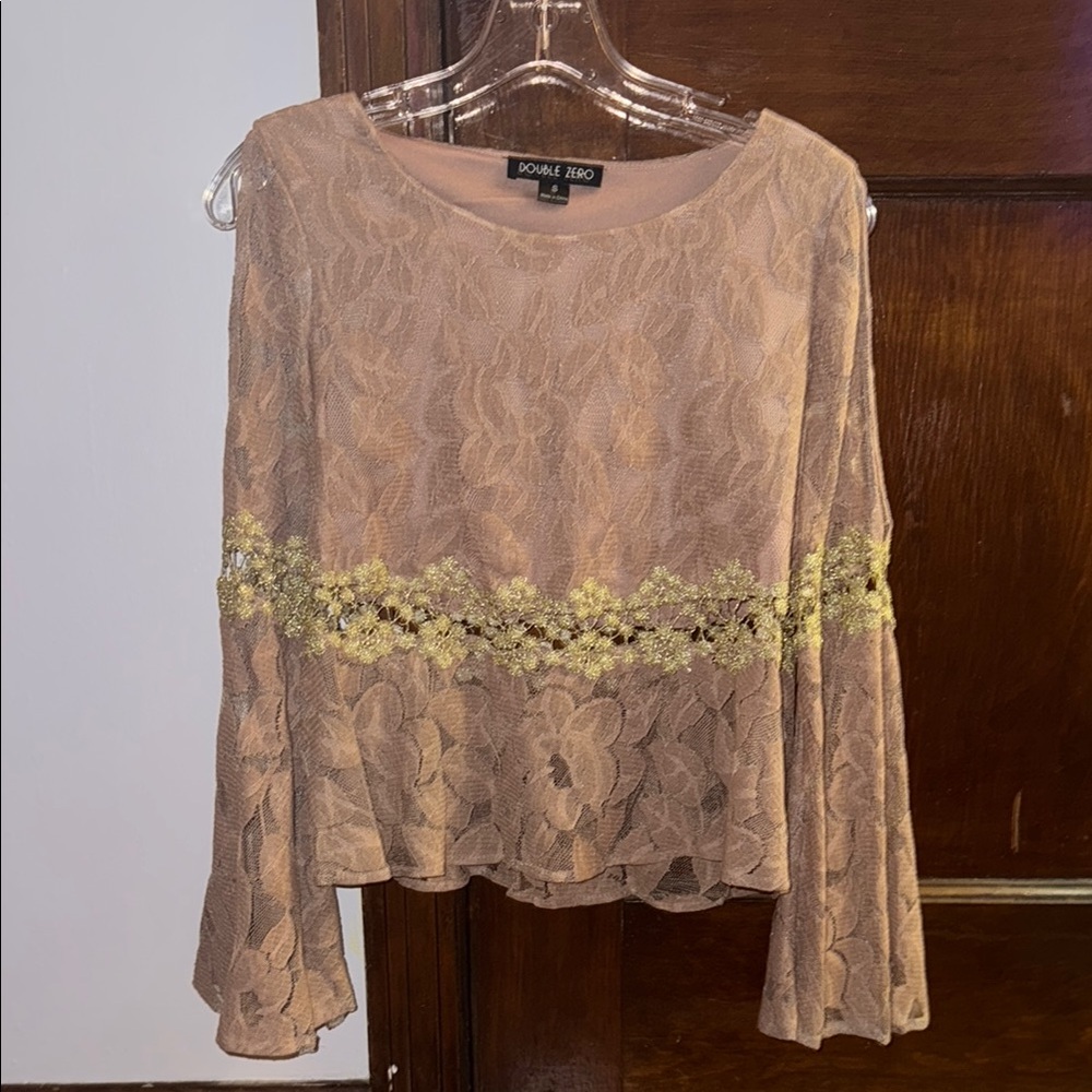 Double Zero Women's Tan Lace Top